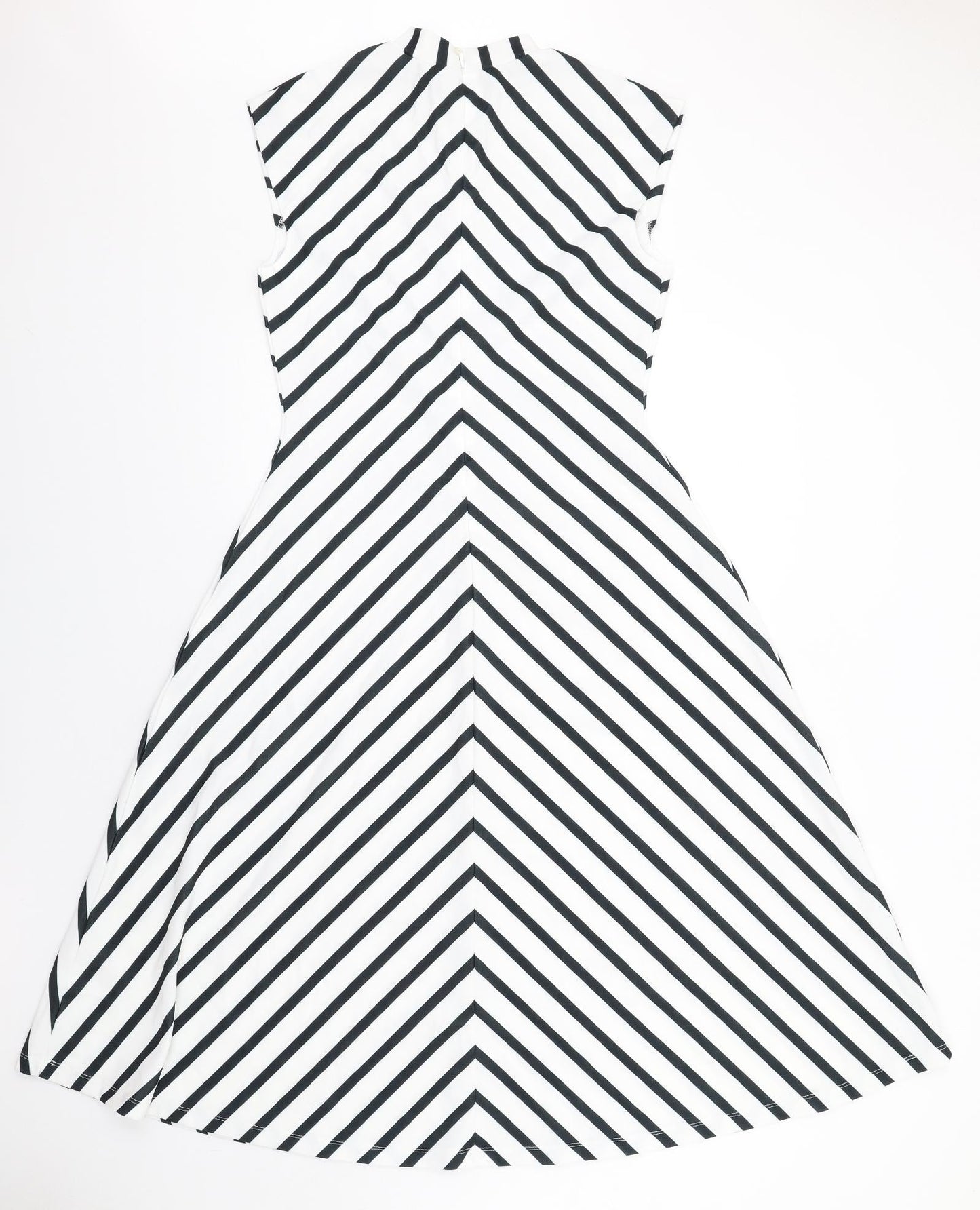 Mexx Womens White Chevron Polyester A-Line Size 10 Mock Neck Zip