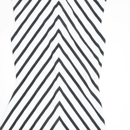 Mexx Womens White Chevron Polyester A-Line Size 10 Mock Neck Zip