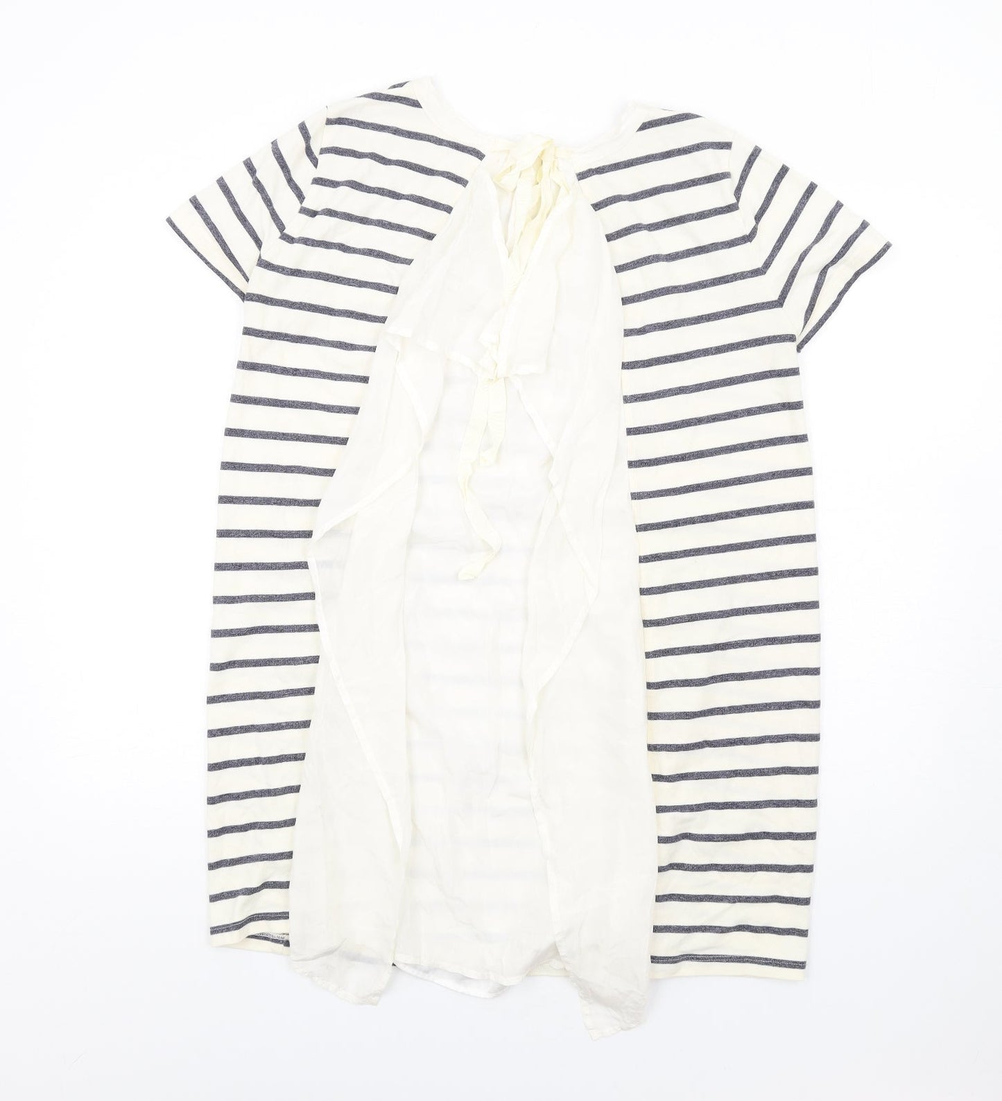 Clu Womens Ivory Striped Cotton T-Shirt Dress Size M Round Neck Pullover