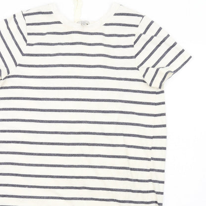 Clu Womens Ivory Striped Cotton T-Shirt Dress Size M Round Neck Pullover