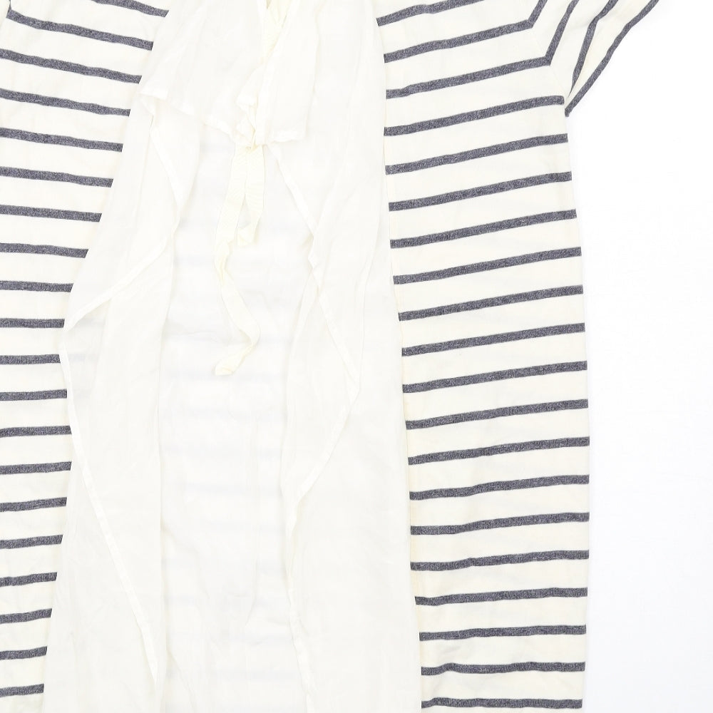 Clu Womens Ivory Striped Cotton T-Shirt Dress Size M Round Neck Pullover