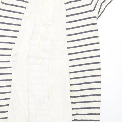 Clu Womens Ivory Striped Cotton T-Shirt Dress Size M Round Neck Pullover