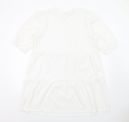 Apricot Womens White Polyester Ball Gown Size 14 Round Neck Pullover