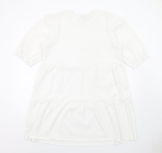 Apricot Womens White Polyester Ball Gown Size 14 Round Neck Pullover