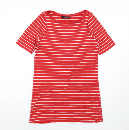 Dorothy Perkins Womens Red Striped Cotton Bodycon Size 12 Boat Neck Pullover