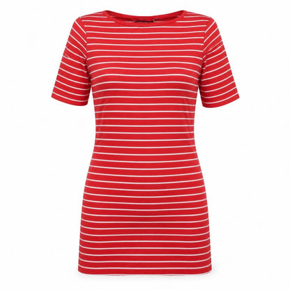 Dorothy Perkins Womens Red Striped Cotton Bodycon Size 12 Boat Neck Pullover