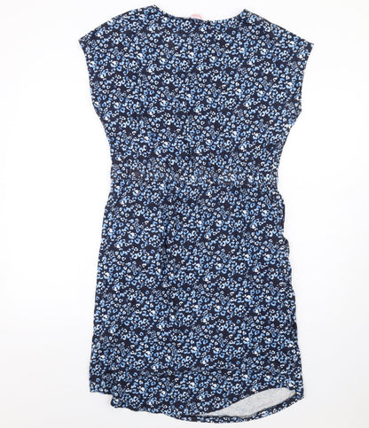 Baard Angels Womens Blue Geometric Cotton A-Line Size 14 Round Neck Pullover