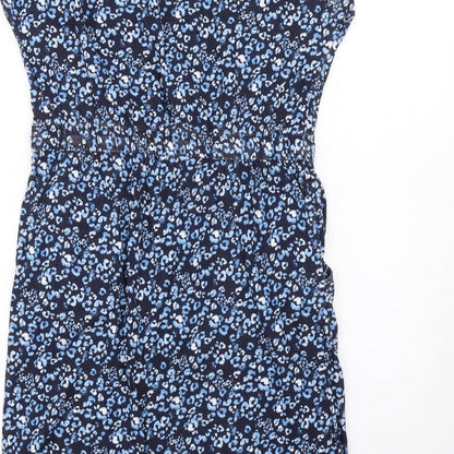 Baard Angels Womens Blue Geometric Cotton A-Line Size 14 Round Neck Pullover