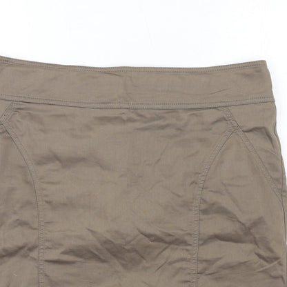 mH&M Womens Green Cotton Straight & Pencil Skirt Size 16 Zip