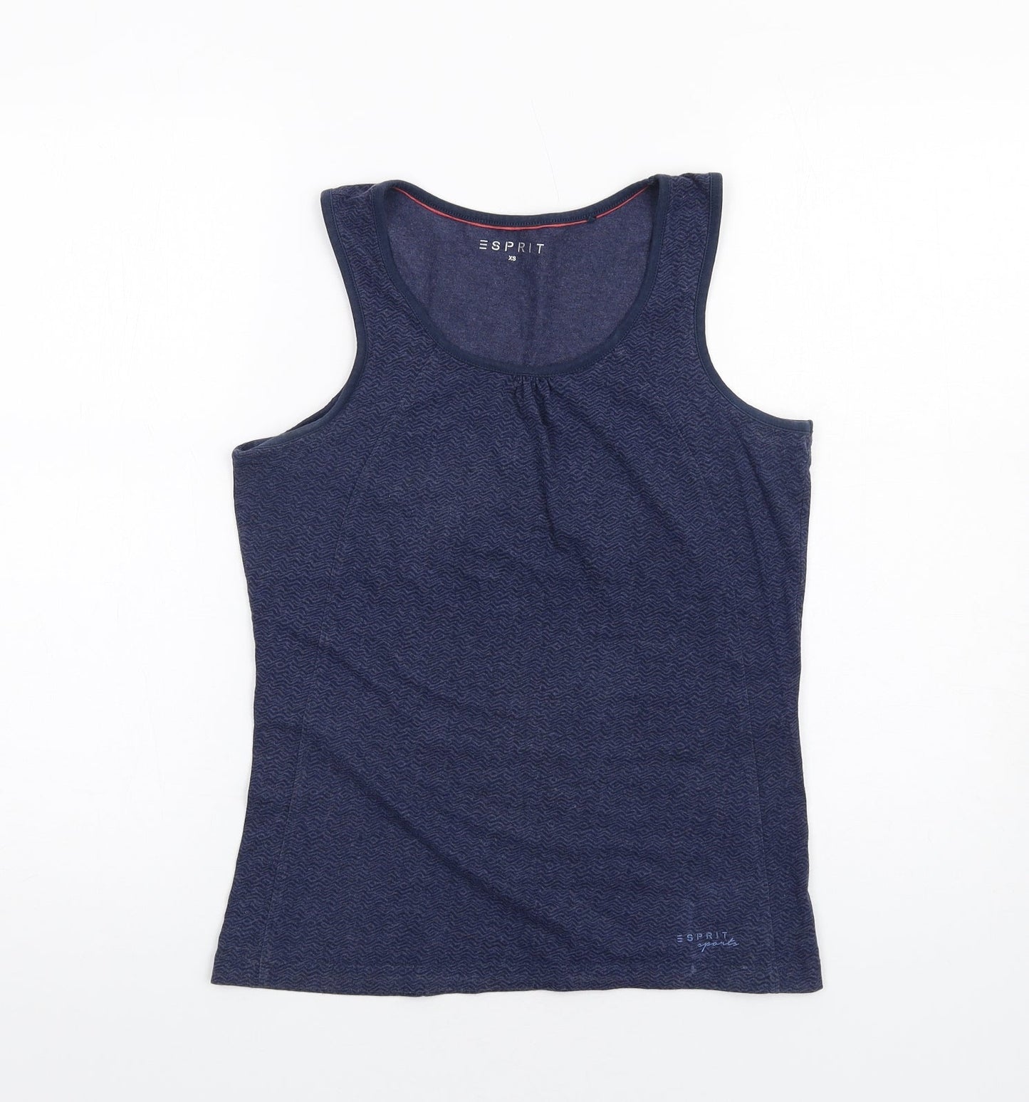 Esprit Womens Blue Cotton Basic Tank Size XS Round Neck
