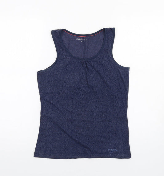 Esprit Womens Blue Cotton Basic Tank Size XS Round Neck