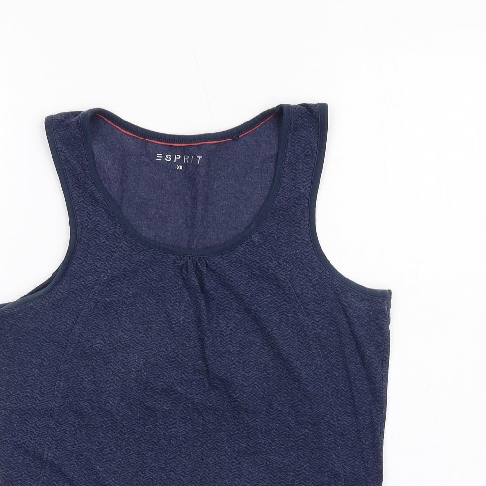Esprit Womens Blue Cotton Basic Tank Size XS Round Neck