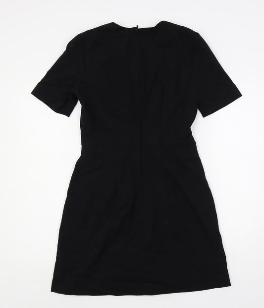 H&M Womens Black Polyester A-Line Size 10 Round Neck Zip