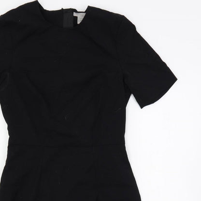 H&M Womens Black Polyester A-Line Size 10 Round Neck Zip