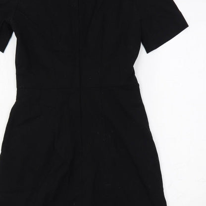 H&M Womens Black Polyester A-Line Size 10 Round Neck Zip
