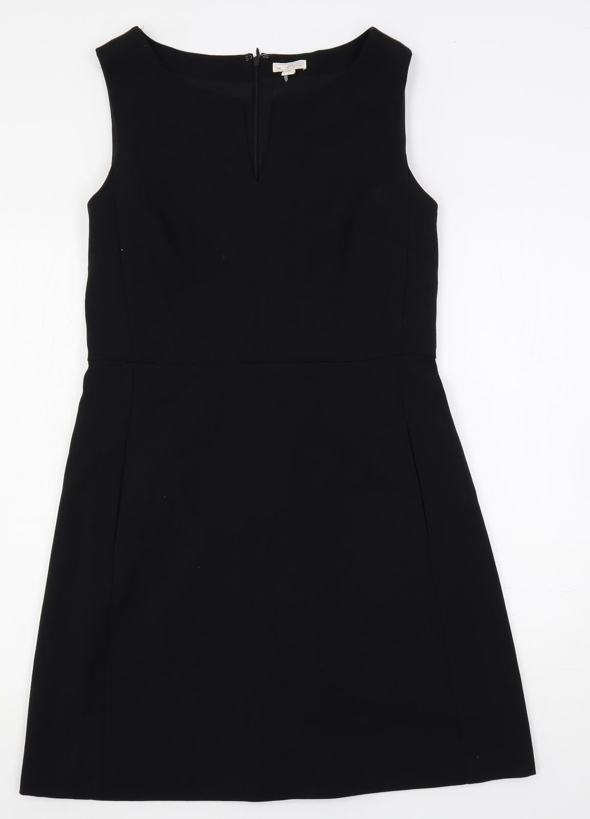Gap Womens Black Polyester A-Line Size 14 V-Neck Zip