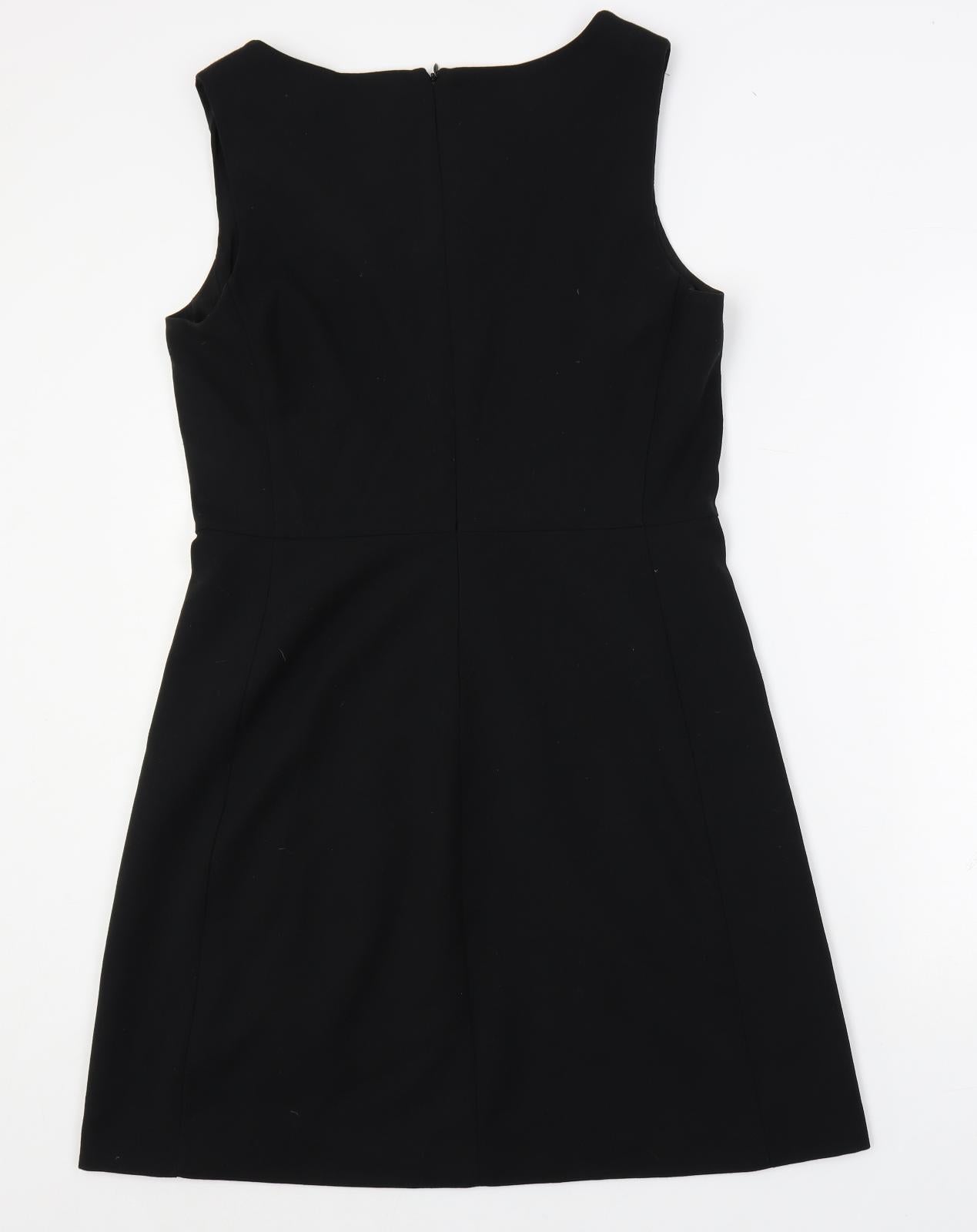 Gap Womens Black Polyester A-Line Size 14 V-Neck Zip