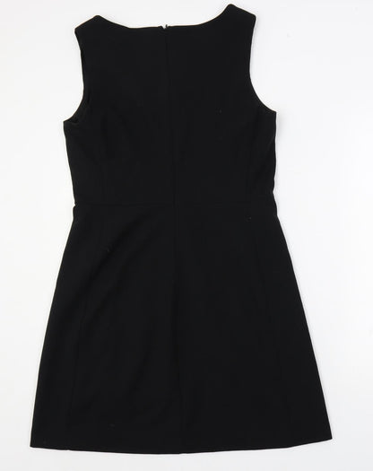 Gap Womens Black Polyester A-Line Size 14 V-Neck Zip