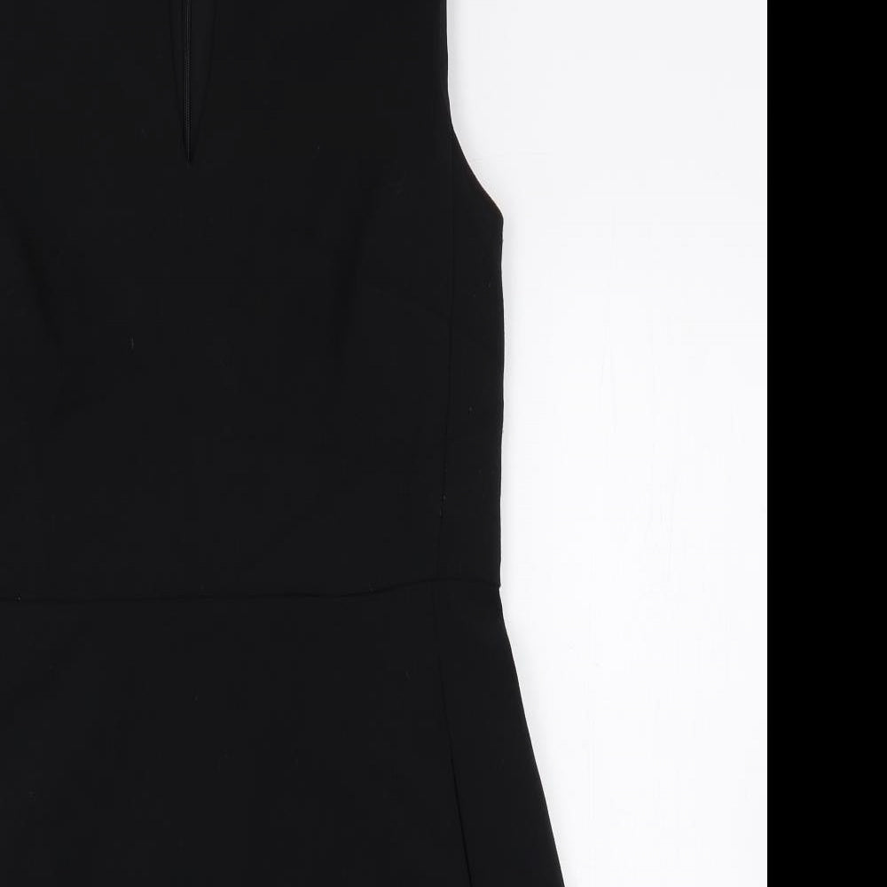 Gap Womens Black Polyester A-Line Size 14 V-Neck Zip