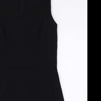 Gap Womens Black Polyester A-Line Size 14 V-Neck Zip