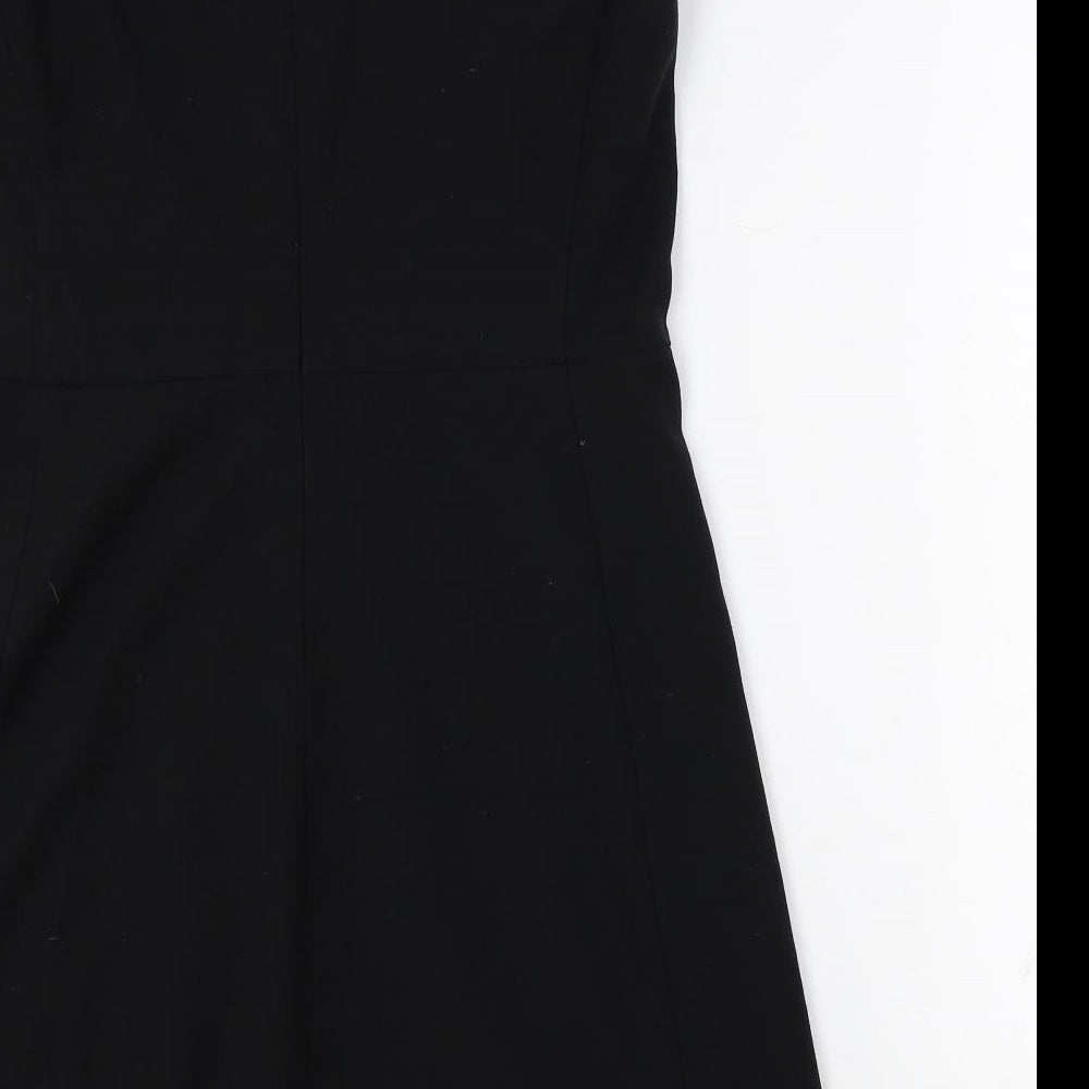 Gap Womens Black Polyester A-Line Size 14 V-Neck Zip