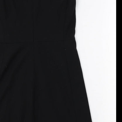 Gap Womens Black Polyester A-Line Size 14 V-Neck Zip