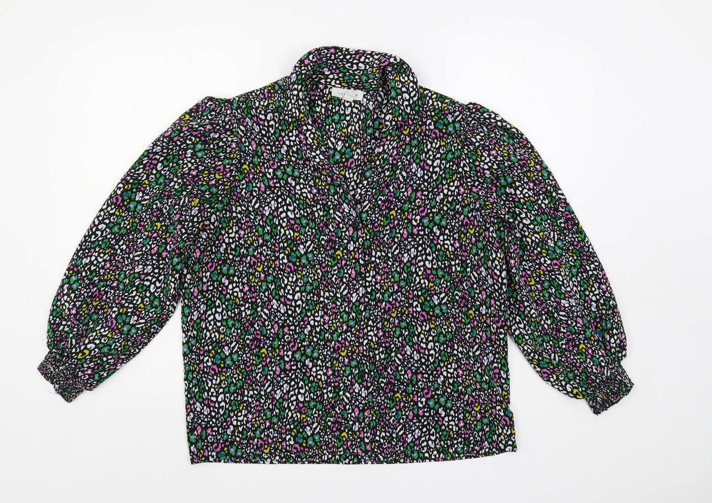 Womens UK Size 10 Topshop Multicoloured Basic Button-Up