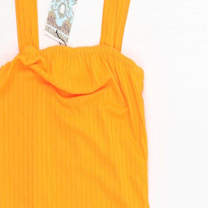 Boohoo Womens Orange Polyester Bodysuit One-Piece Size 8 Pullover - Ribbed