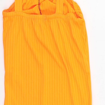 Boohoo Womens Orange Polyester Bodysuit One-Piece Size 8 Pullover - Ribbed