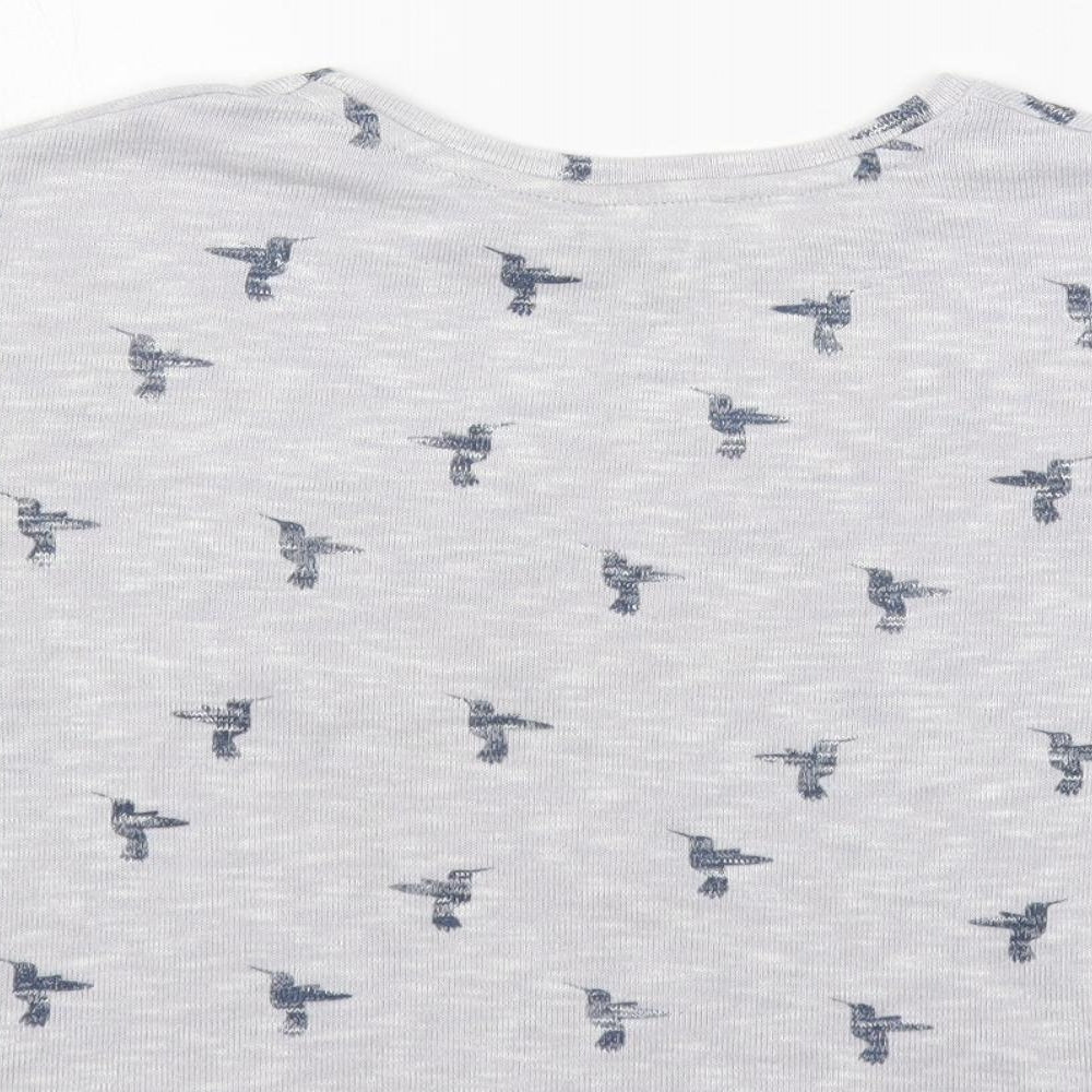 New Look Girls Grey Geometric Polyester Pullover T-Shirt Size 10-11 Years Crew Neck Pullover - Bird Print
