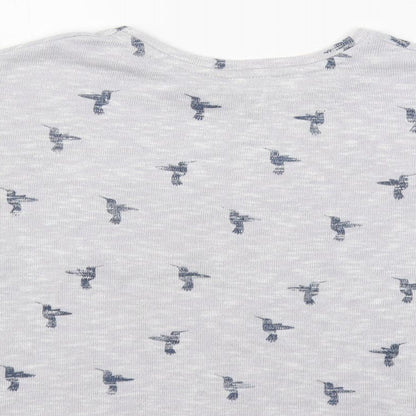 New Look Girls Grey Geometric Polyester Pullover T-Shirt Size 10-11 Years Crew Neck Pullover - Bird Print