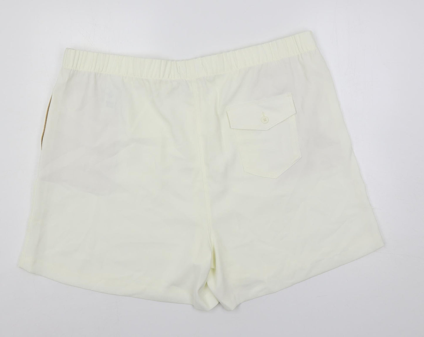 Marks and Spencer Womens Ivory Polyester Basic Shorts Size 24 L5 in Regular - Elastic Waist