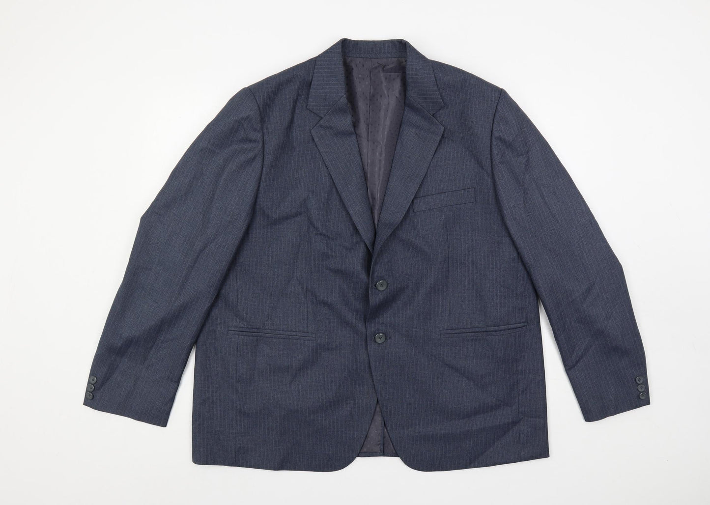 Alaj's Mens Blue Striped Polyester Jacket Suit Jacket Size 46 Regular
