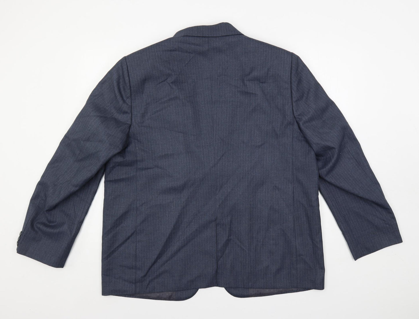 Alaj's Mens Blue Striped Polyester Jacket Suit Jacket Size 46 Regular
