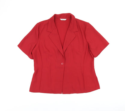 Berkertex Womens Red Polyester Basic Button-Up Size 18 Collared