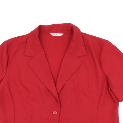 Berkertex Womens Red Polyester Basic Button-Up Size 18 Collared