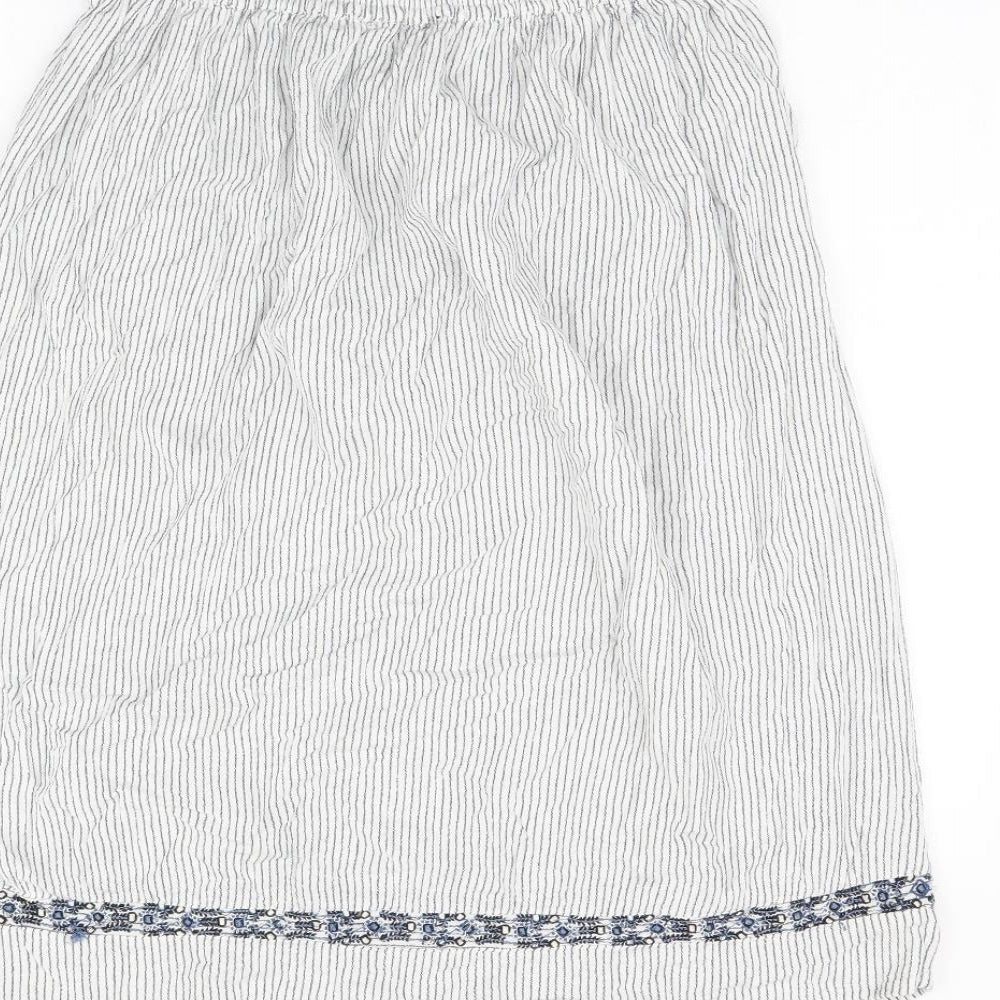 Marks and Spencer Womens White Striped Viscose Swing Skirt Size 8