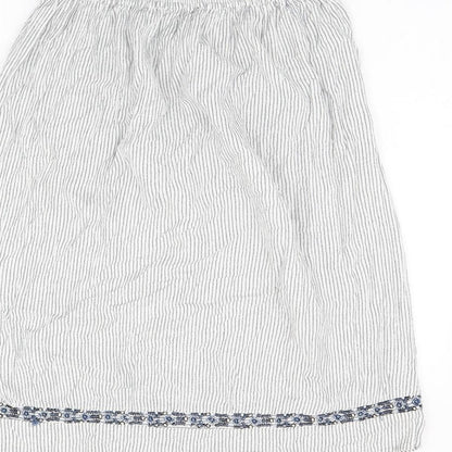 Marks and Spencer Womens White Striped Viscose Swing Skirt Size 8