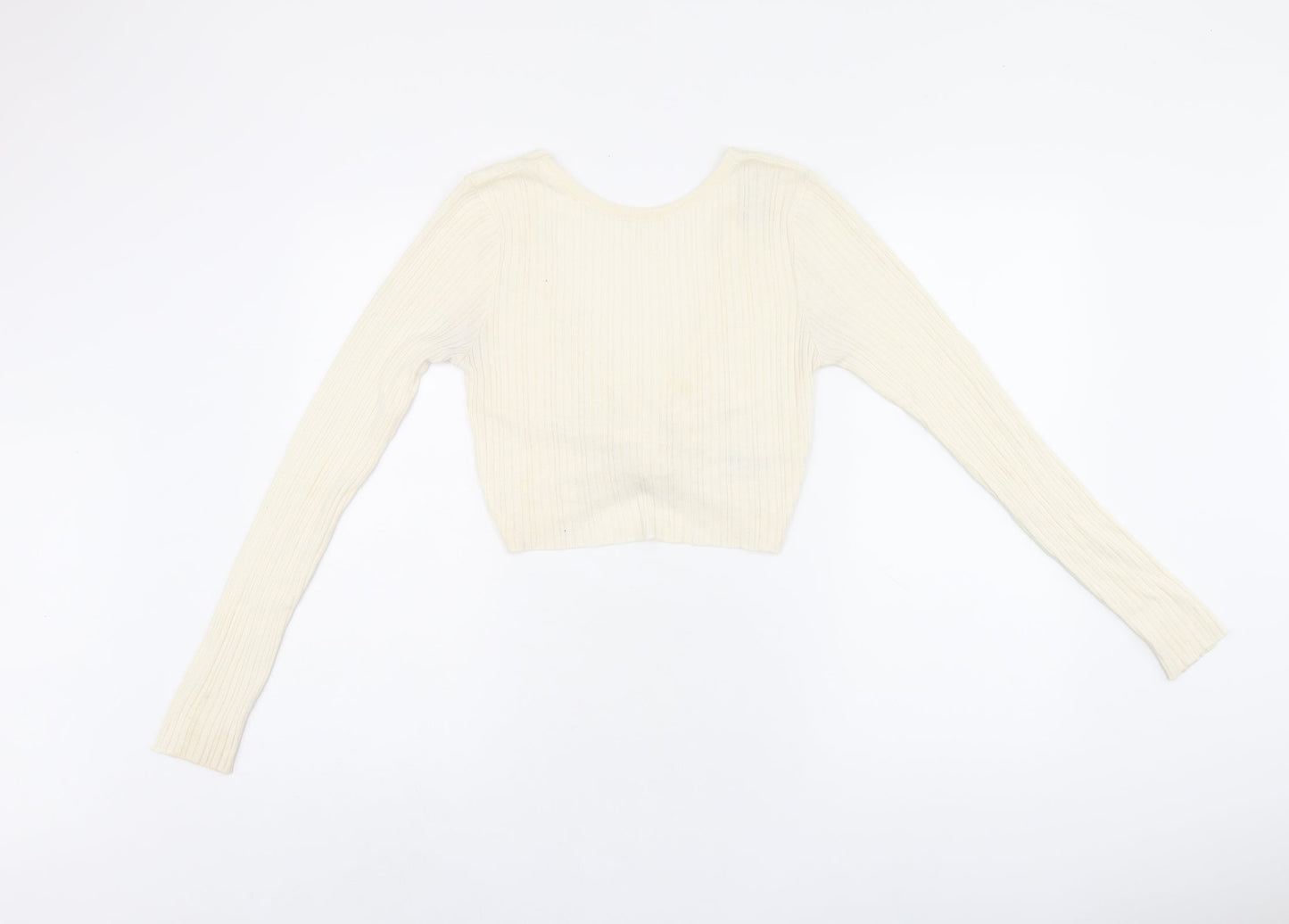Womens UK Size 10 ASOS Beige Cropped T-Shirt