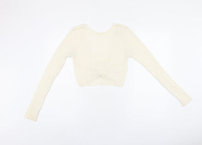 Womens UK Size 10 ASOS Beige Cropped T-Shirt