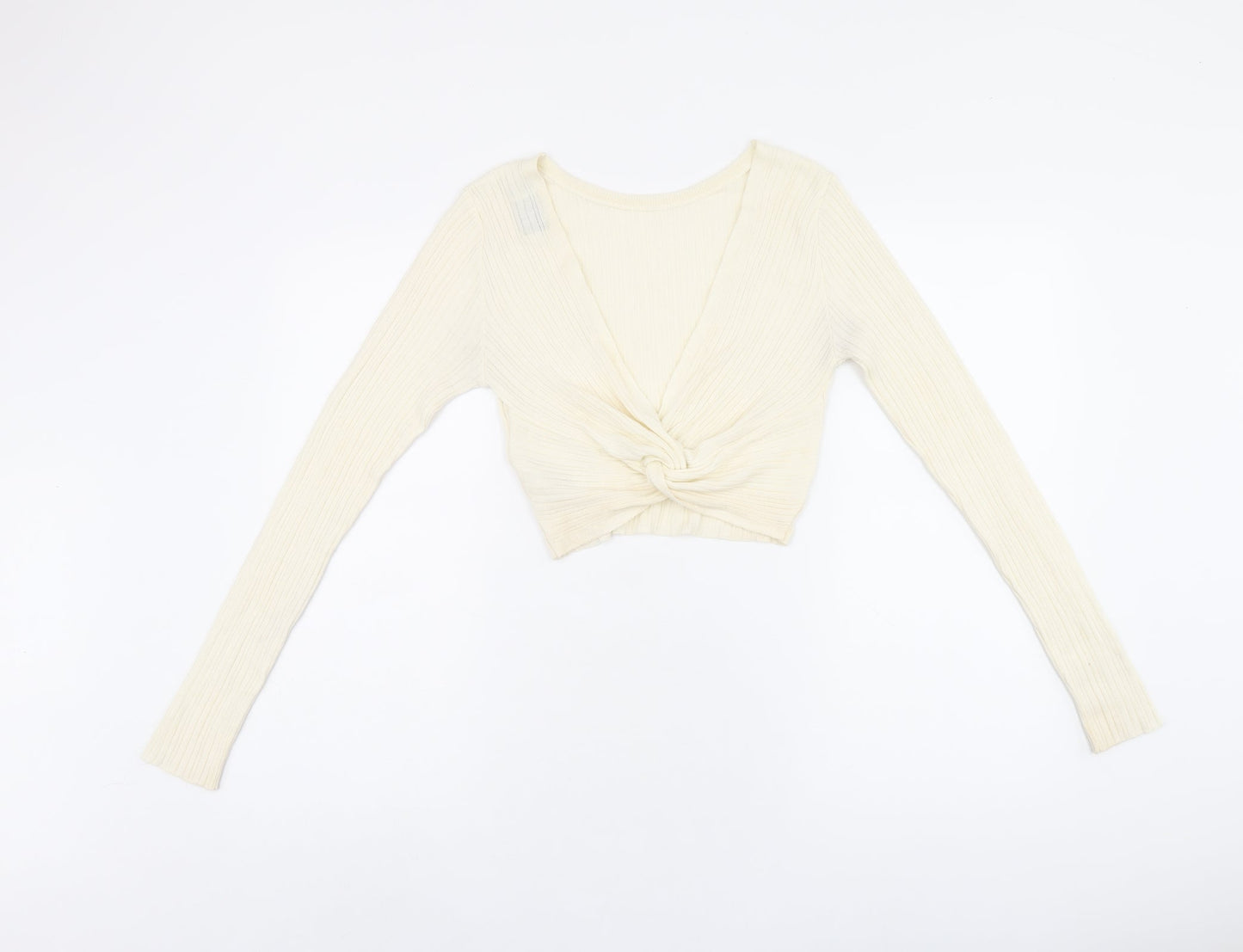 Womens UK Size 10 ASOS Beige Cropped T-Shirt
