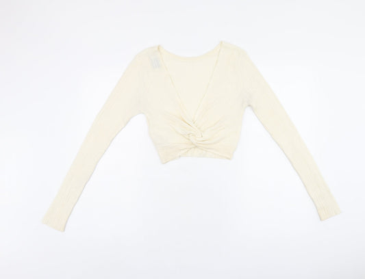 Womens UK Size 10 ASOS Beige Cropped T-Shirt