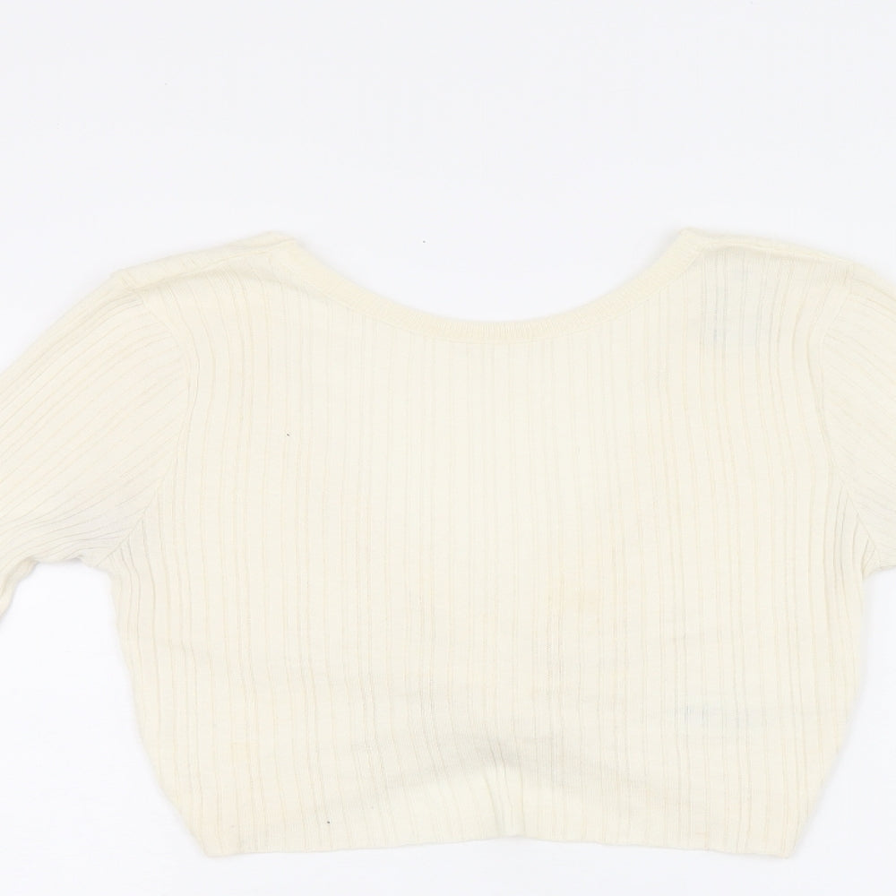 Womens UK Size 10 ASOS Beige Cropped T-Shirt