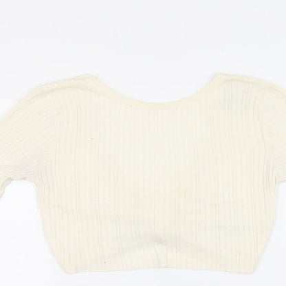 Womens UK Size 10 ASOS Beige Cropped T-Shirt