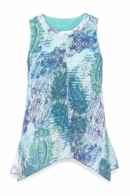 Millers Womens Blue Paisley Polyester Basic Blouse Size 14 Round Neck