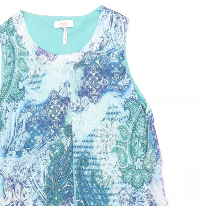Millers Womens Blue Paisley Polyester Basic Blouse Size 14 Round Neck