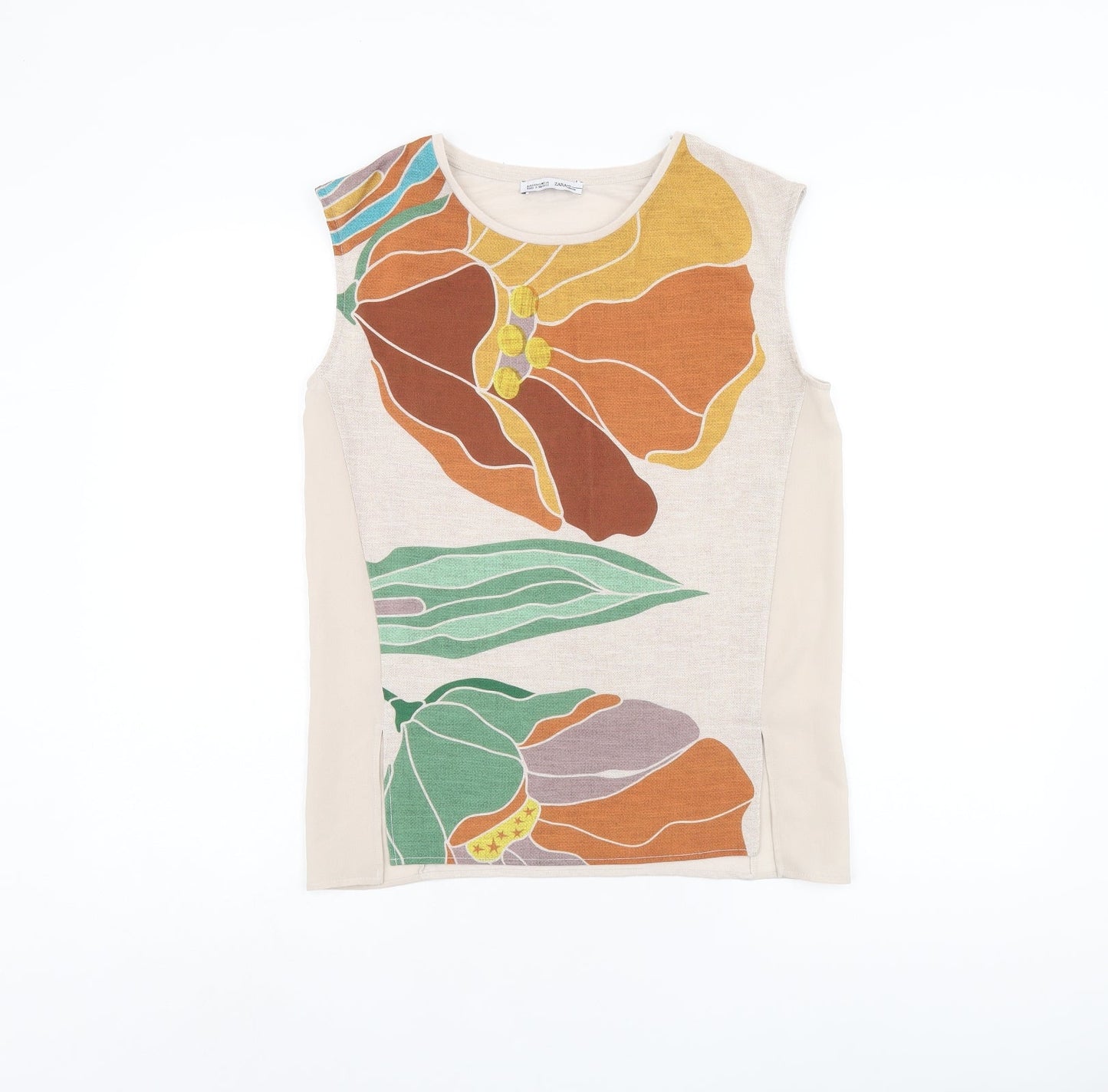 Womens UK Size S Zara Beige Basic Tank