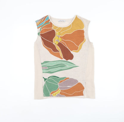 Womens UK Size S Zara Beige Basic Tank