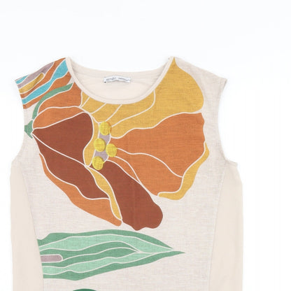 Womens UK Size S Zara Beige Basic Tank