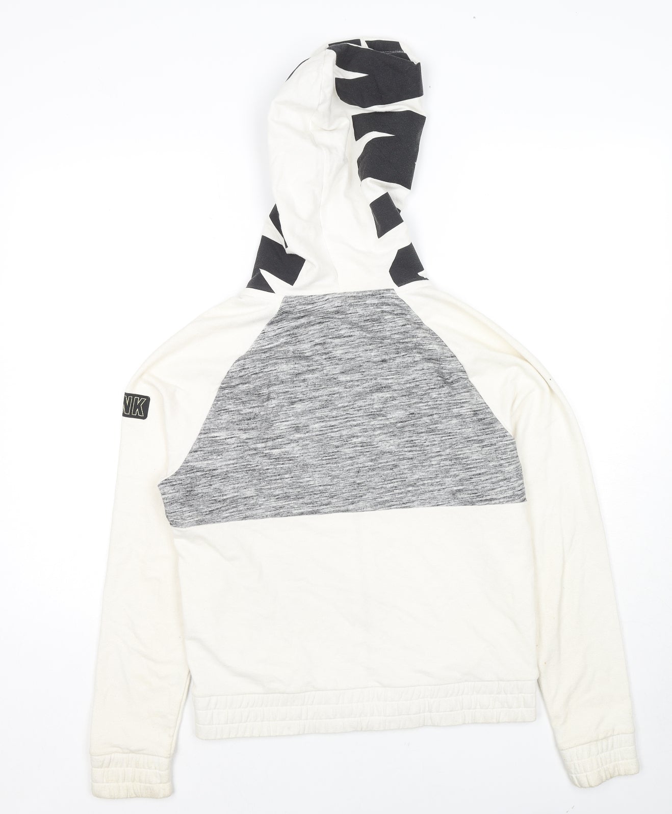 PINK Womens White Colourblock Cotton Full Zip Hoodie Size S Zip - Logo